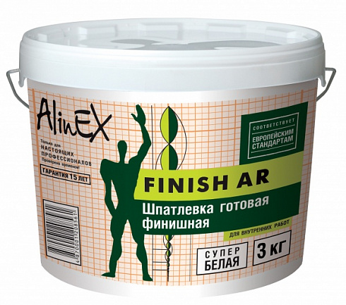 Полимерная готовая интерьерная шпатлевка AlinEX «FINISH AR», 3 кг